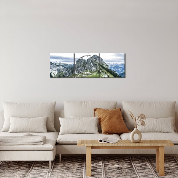Slika - Planinski vrhovi (sa satom) (90x30 cm)