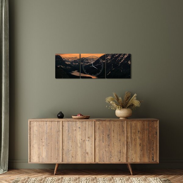 Slika jezera između planina (sa satom) (90x30 cm)
