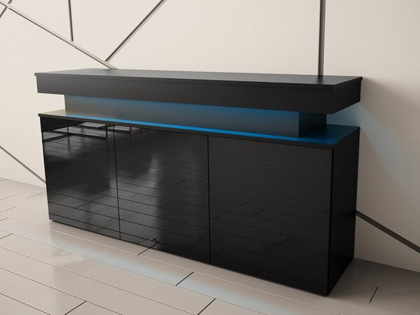 Zondo.hr Ormarić Lesteralo 3D 160 (crna + crni sjaj) (s LED rasvjetom). 1105937