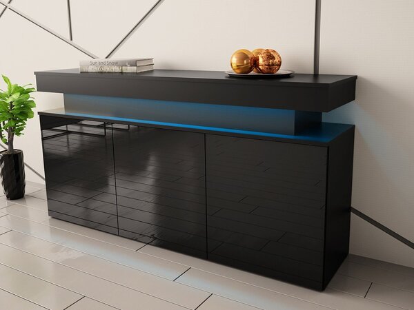 Zondo.hr Ormarić Lesteralo 3D 160 (crna + crni sjaj) (s LED rasvjetom). 1105937