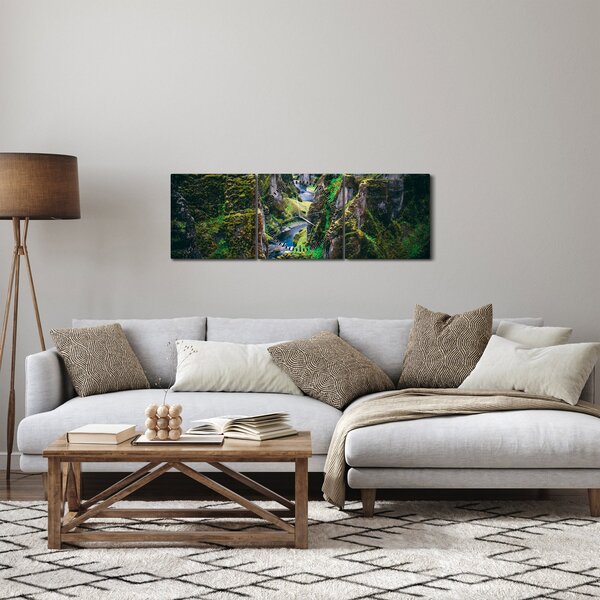 Slika - Rijeka u kamenoj dolini (sa satom) (90x30 cm)