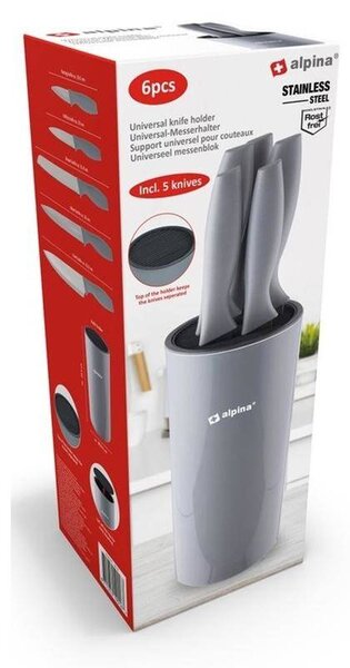 Kuhinjski set od 5 inox noževa + stalak