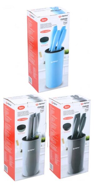 Kuhinjski set od 5 inox noževa + stalak
