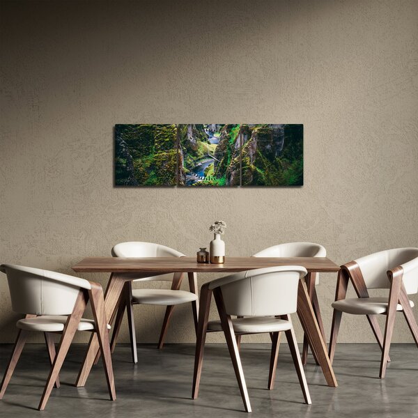 Slika - Rijeka u kamenoj dolini (sa satom) (90x30 cm)