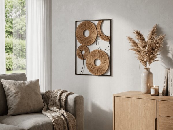 Zidna dekoracija CIRCLES metalna 48x68 cm, smeđa