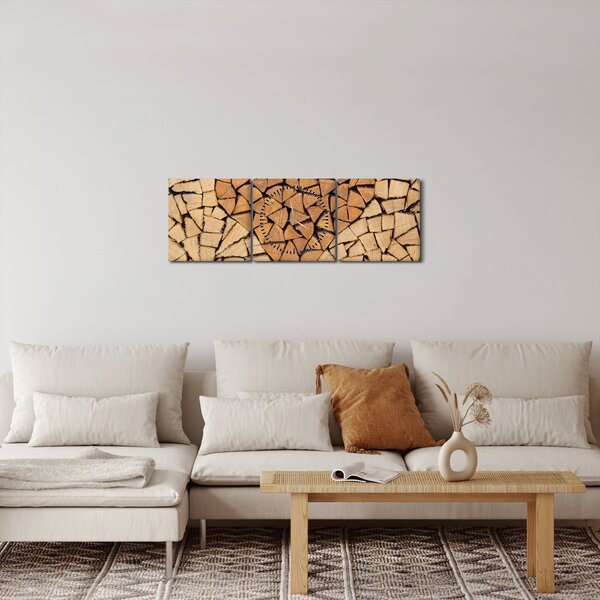Slika - Srce od drveta (sa satom) (90x30 cm)