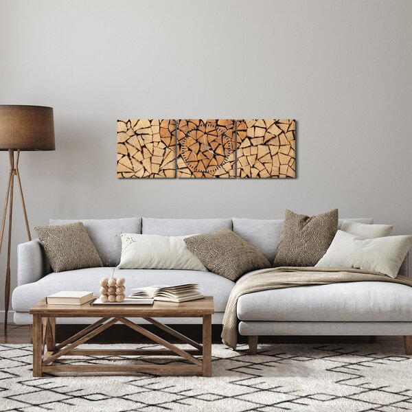 Slika - Srce od drveta (sa satom) (90x30 cm)