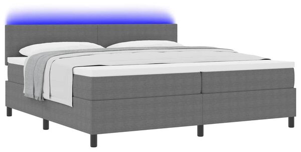 LED Box Spring Krevet Svijetlo siva i bijela. 200 x 200 cm - Siva / 200 x 200 cm