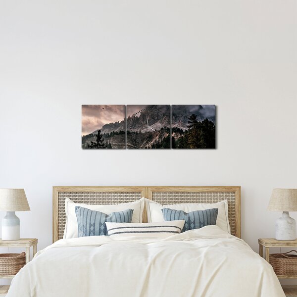 Slika stjenovitih planina (sa satom) (90x30 cm)