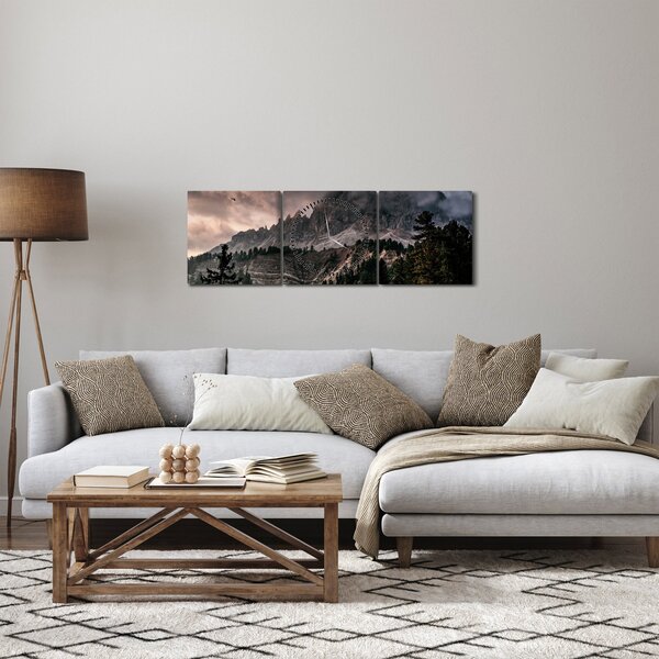 Slika stjenovitih planina (sa satom) (90x30 cm)
