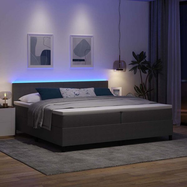 LED Box Spring Krevet Svijetlo siva i bijela. 200 x 200 cm - Siva / 200 x 200 cm