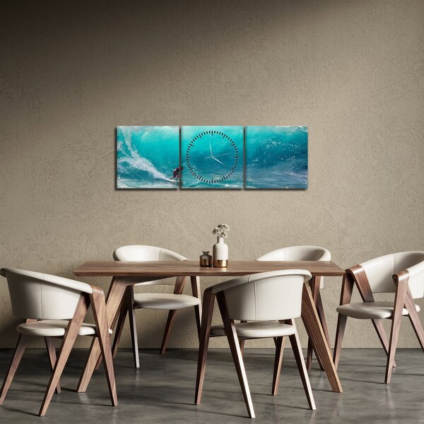 Slika surfera u valovima (sa satom) (90x30 cm)