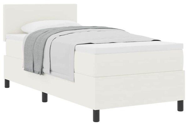 Krevet s opruga kutije s uzglavljem Krema i bijela 100 x 200 cm - Krem / 100 x 200 cm