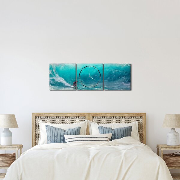 Slika surfera u valovima (sa satom) (90x30 cm)