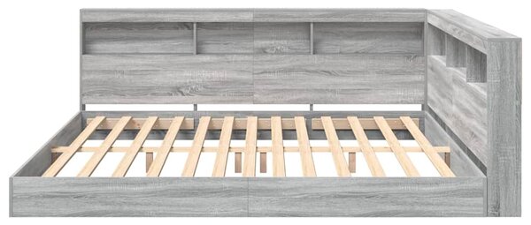 Krevet s policama s uzglavljem Sivi hrast sonoma 180 x 200 cm - Siva / 180 x 200 cm