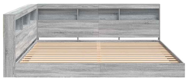 Krevet s policama s uzglavljem Sivi hrast sonoma 180 x 200 cm - Siva / 180 x 200 cm