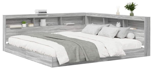 Krevet s policama s uzglavljem Sivi hrast sonoma 180 x 200 cm - Siva / 180 x 200 cm