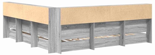 Krevet s policama s uzglavljem Sivi hrast sonoma 180 x 200 cm - Siva / 180 x 200 cm