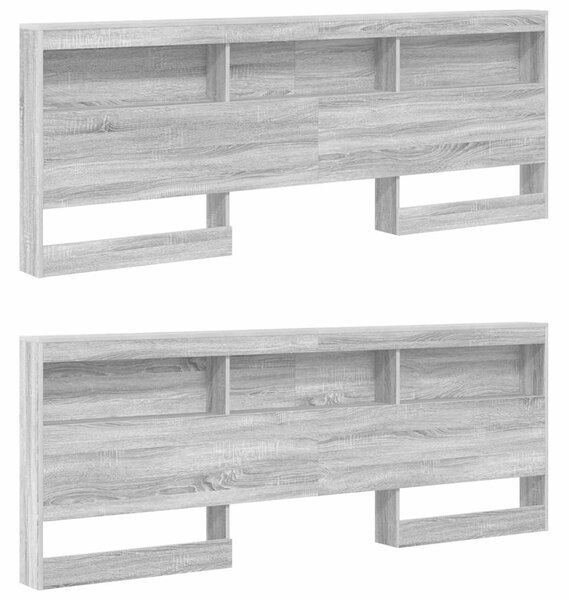 Krevet s policama s uzglavljem Sivi hrast sonoma 180 x 200 cm - Siva / 180 x 200 cm
