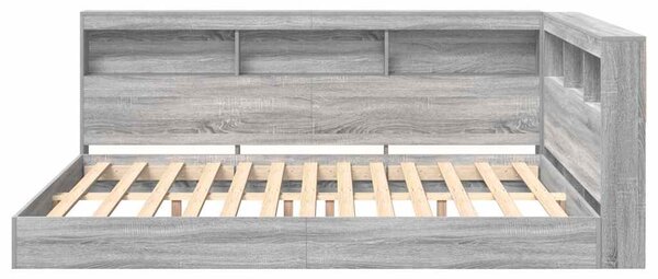 Krevet s policama s uzglavljem Sivi hrast sonoma 160 x 200 cm - Siva / 160 x 200 cm