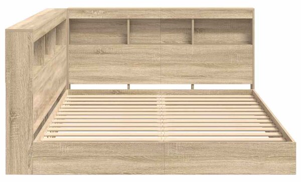 Krevet s policama sonoma hrast 160 x 200 cm Konstruirano drvo - Smeđa / 160 x 200 cm