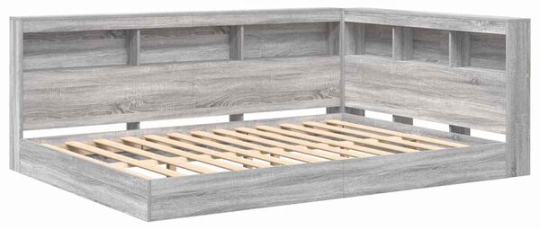 Krevet s policama s uzglavljem Sivi hrast sonoma 160 x 200 cm - Siva / 160 x 200 cm