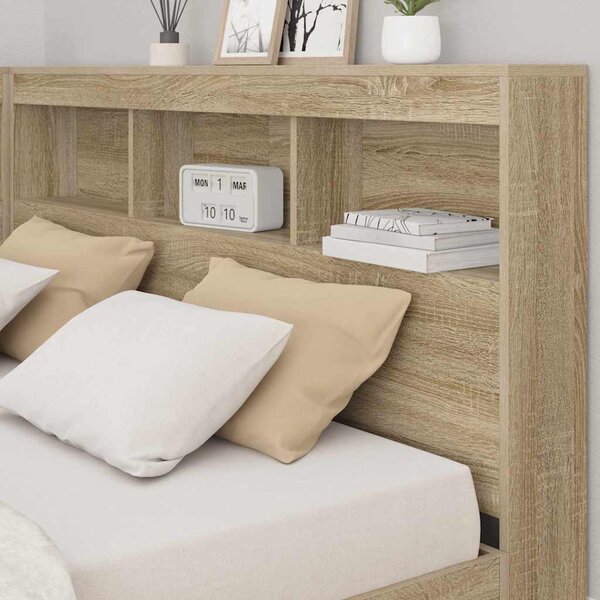 Krevet s policama sonoma hrast 160 x 200 cm Konstruirano drvo - Smeđa / 160 x 200 cm