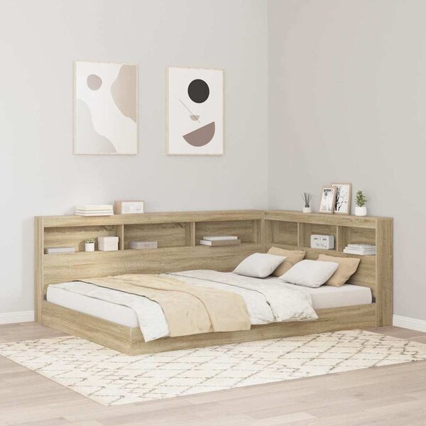 Krevet s policama sonoma hrast 160 x 200 cm Konstruirano drvo - Smeđa / 160 x 200 cm