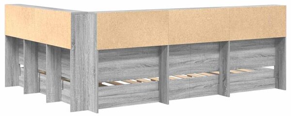Krevet s policama s uzglavljem Sivi hrast sonoma 160 x 200 cm - Siva / 160 x 200 cm