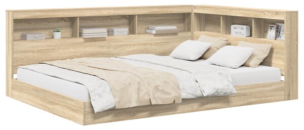 Krevet s policama sonoma hrast 160 x 200 cm Konstruirano drvo - Smeđa / 160 x 200 cm