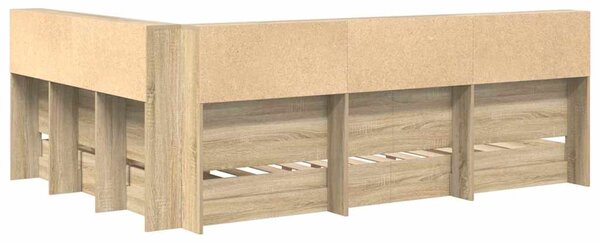 Krevet s policama sonoma hrast 160 x 200 cm Konstruirano drvo - Smeđa / 160 x 200 cm