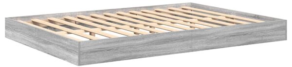 Krevet s policama s uzglavljem Sivi hrast sonoma 160 x 200 cm - Siva / 160 x 200 cm