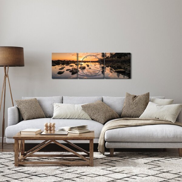 Slika - Zalazak sunca uz jezero (sa satom) (90x30 cm)