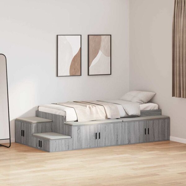 Krevet s ladicama Siva Sonoma 75 cm Konstruirano drvo - Siva / 75 cm