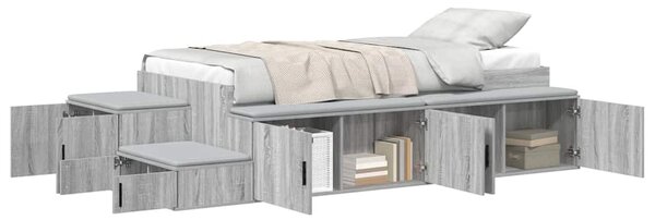 Krevet s ladicama Siva Sonoma 75 cm Konstruirano drvo - Siva / 75 cm