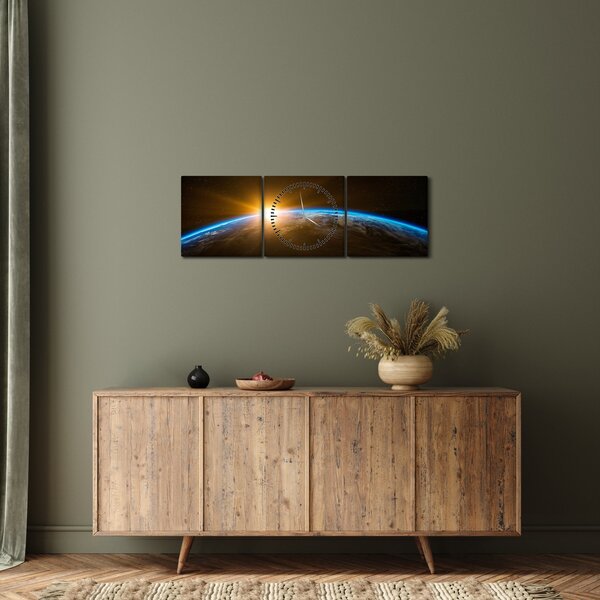 Slika planeta Zemlje iz svemira (sa satom) (90x30 cm)