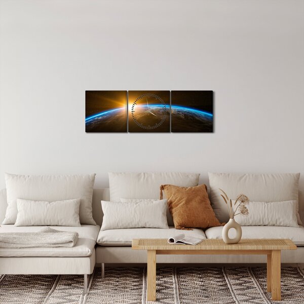 Slika planeta Zemlje iz svemira (sa satom) (90x30 cm)