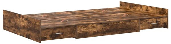Krevet s ladicama Dimljeni hrast 120 x 190 cm Konstruirano drvo - Smeđa / 120 x 190 cm