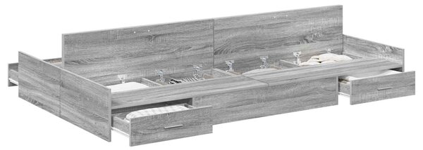 Krevet s ladicama Siva Sonoma 120 x 190 cm Konstruirano drvo - Siva / 120 x 190 cm
