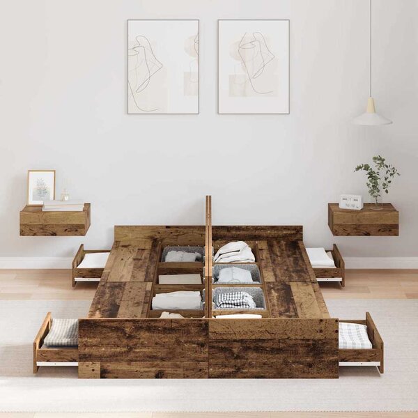 Krevet s ladicama Staro drvo 120 x 190 cm Konstruirano drvo - Smeđa / 120 x 190 cm