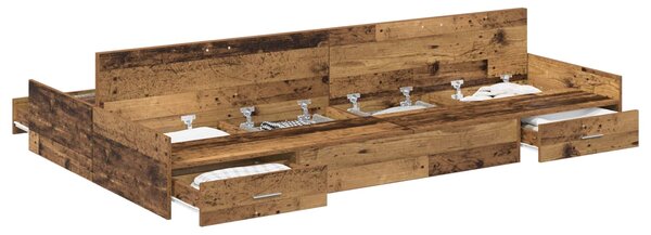 Krevet s ladicama Staro drvo 120 x 190 cm Konstruirano drvo - Smeđa / 120 x 190 cm