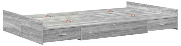 Krevet s ladicama Siva Sonoma 120 x 190 cm Konstruirano drvo - Siva / 120 x 190 cm