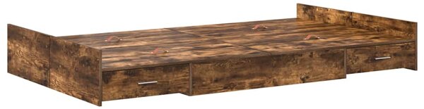 Krevet s ladicama Dimljeni hrast 120 x 190 cm Konstruirano drvo - Smeđa / 120 x 190 cm