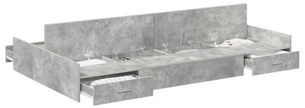 Krevet s ladicama Betonski sivi 120 x 190 cm Konstruirano drvo - Siva / 120 x 190 cm