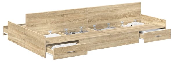 Krevet s ladicama Sonoma hrast 120 x 190 cm Konstruirano drvo - Smeđa / 120 x 190 cm