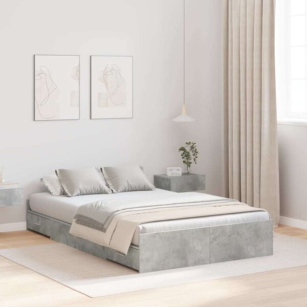 Krevet s ladicama Betonski sivi 120 x 190 cm Konstruirano drvo - Siva / 120 x 190 cm