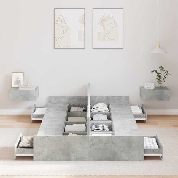 Krevet s ladicama Betonski sivi 120 x 190 cm Konstruirano drvo - Siva / 120 x 190 cm