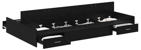 Krevet s ladicama Crni hrast 120 x 190 cm Konstruirano drvo - Crna / 120 x 190 cm