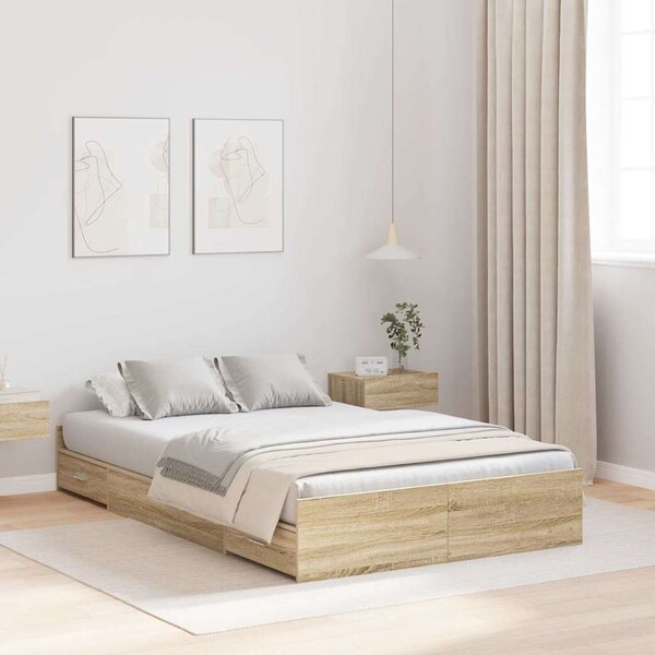 Krevet s ladicama Sonoma hrast 120 x 190 cm Konstruirano drvo - Smeđa / 120 x 190 cm