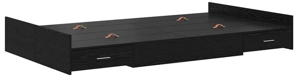 Krevet s ladicama Crni hrast 120 x 190 cm Konstruirano drvo - Crna / 120 x 190 cm